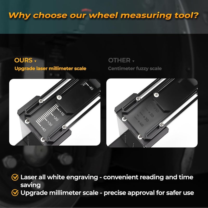 Atesilor Wheel Fitment Tool,Car Wheel offset measuring tool for 13-20' Wheel, Upgraded Car alignment tool kit with Allen Wrenches Sets, Aluminum Alloy Materialand More Precise ET Values - Image 3